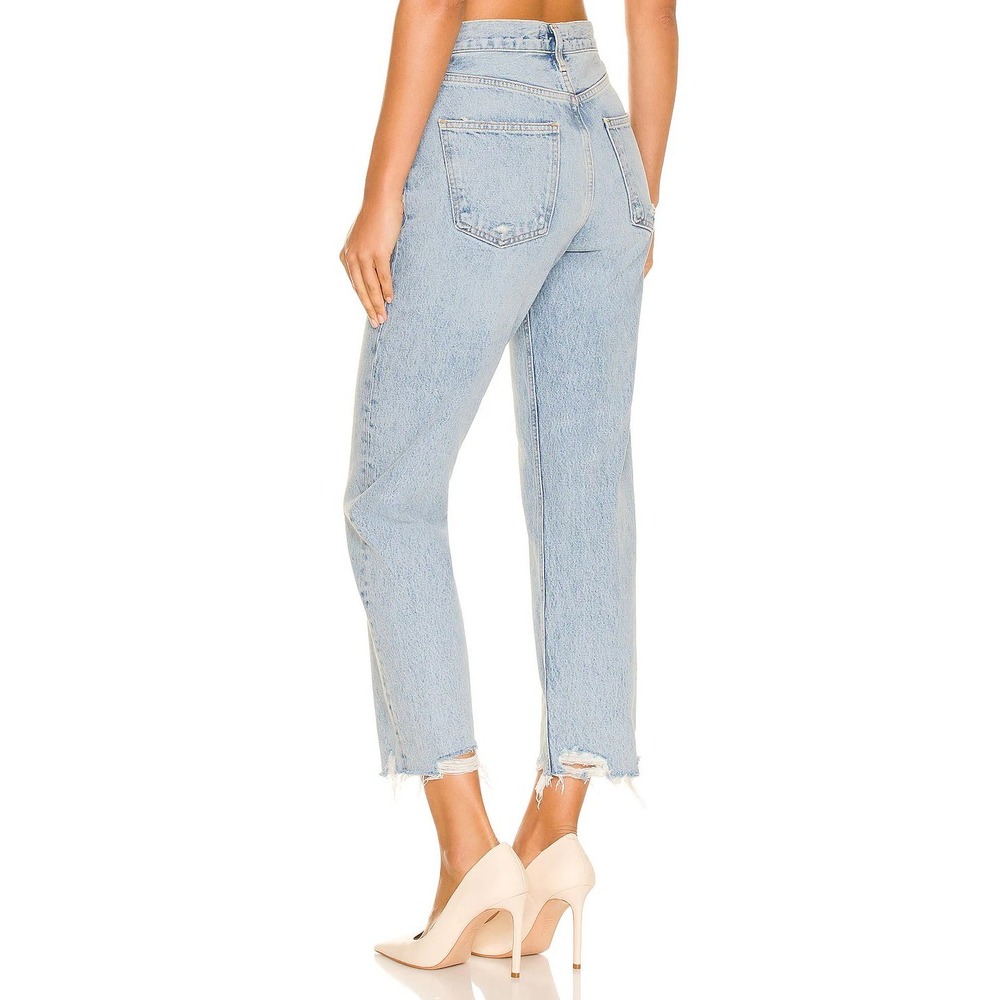 Agolde 90's Crop Jeans Straight Leg Distressed Light Wash Blue Women's 25 - Picture 2 of 10